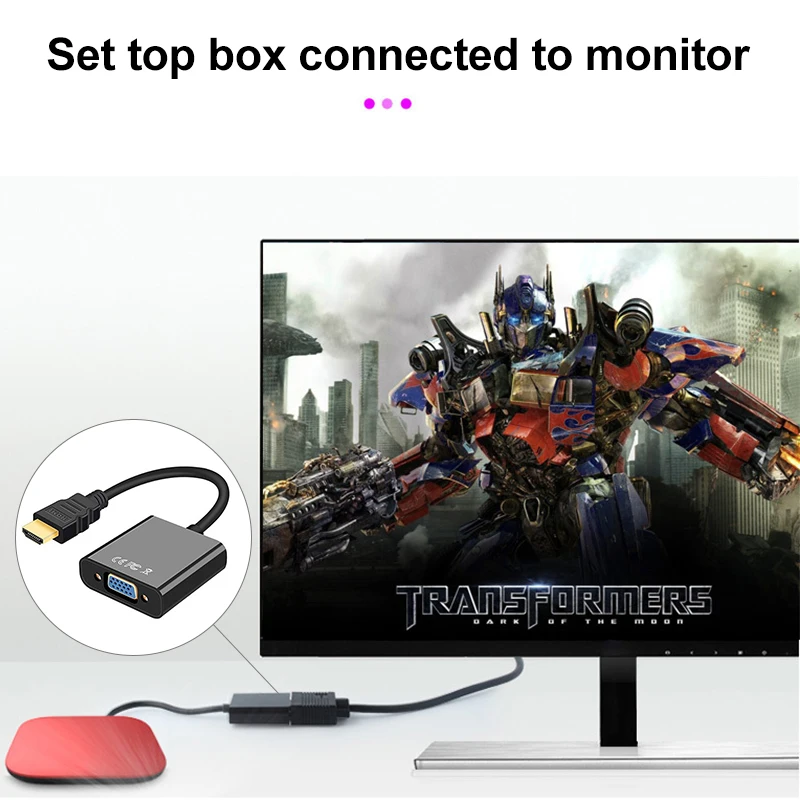 VGA адаптер совместимj с HDMI цифро аналоговый преобразователь видео кабель