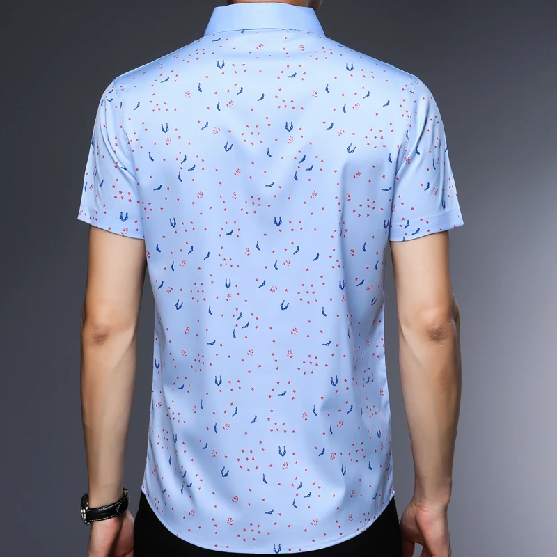 2021 Мужская рубашка с коротким рукавом и принтом Социальные звезды повседневная