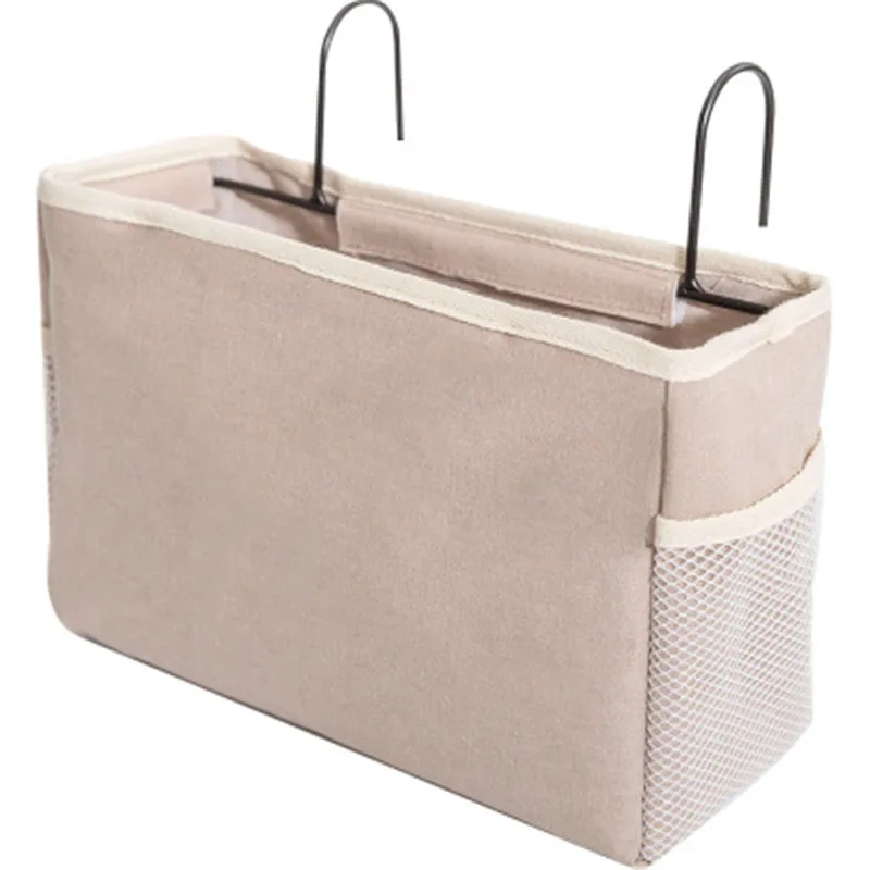 New Canva Iron Frame Hanging Storage Bag Bedside Organizer Dorm Room Holder With Hook Bed Pocket Phone Book Magazine | Дом и сад