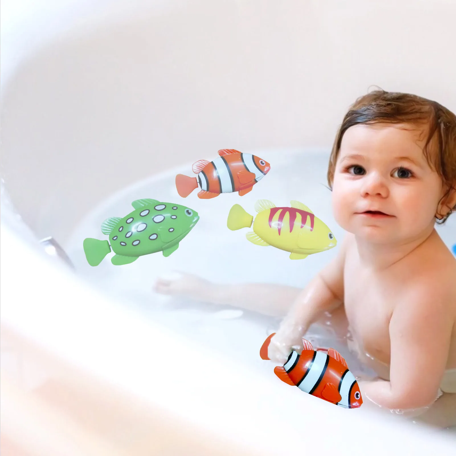 

5PCS Electronic Baby Bath Toy Swimming Animal Fish Water Toys Battery Electric Induction Floating Interactive Dolls For top sale