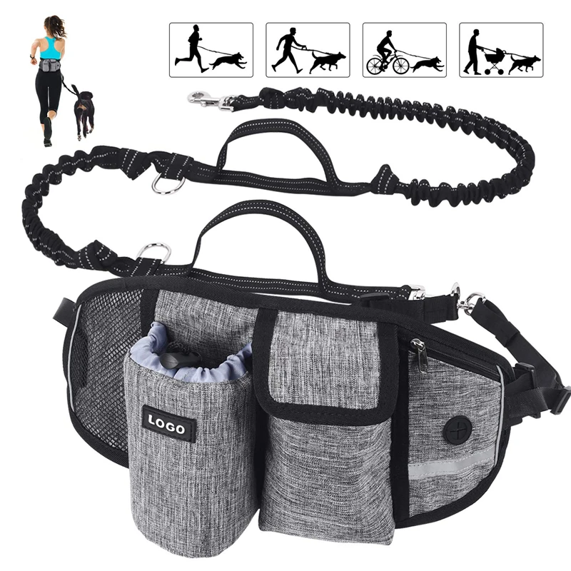 Bolsa de premios para perros, bolsa de premios con correas manos libres para entrenamiento de mascotas, correa el&aacute;stica para caminar, cuencos de alimentaci&oacute;n, bolsas para taza de agua-0
