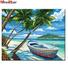 Diy 5d алмазная живопись с оригинальным изображением тропического пляжа и камни в форме ромба круглый Алмазная Вышивка крестом Ландшафтная мозаика с бриллиантами WHH