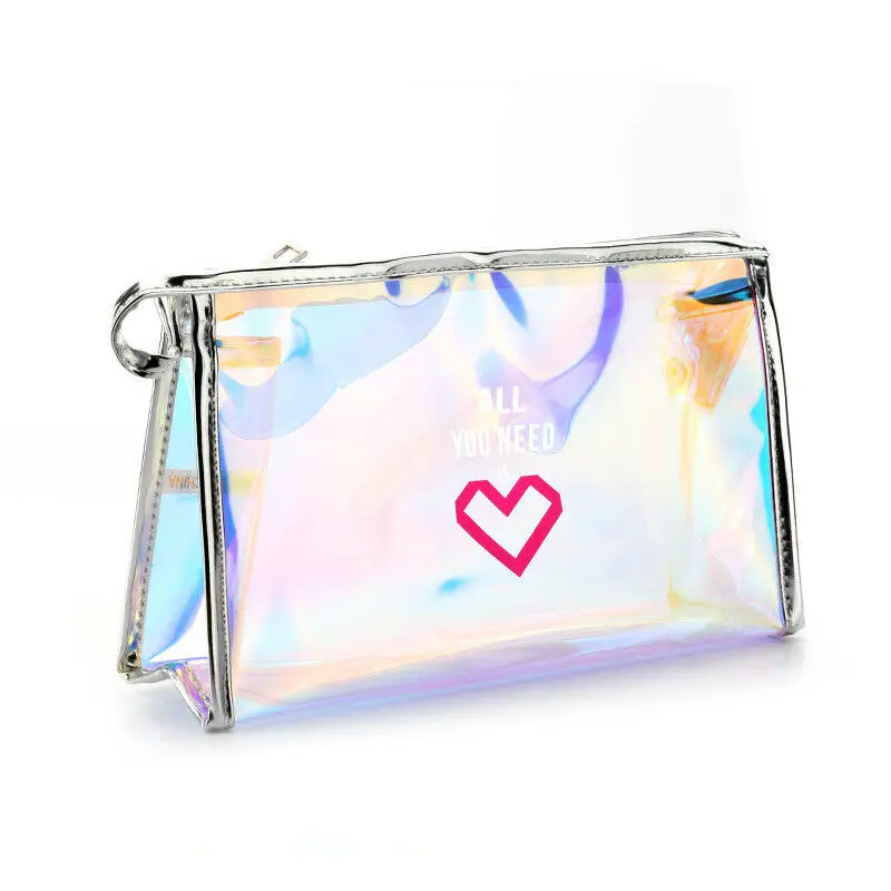

2019 Newest Hot Hologram Holographic Laser Bag Letter Printed Makeup Bag Pencil Case Card Holder Cosmetic Bags