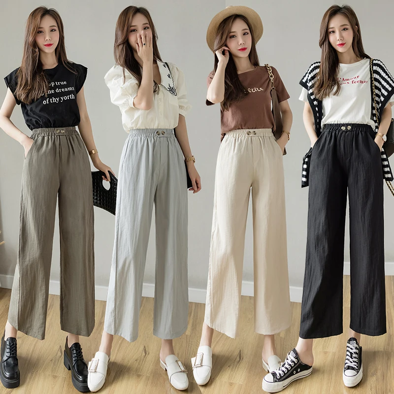 Повседневные платья из хлопка и льна широкие брюки пляжные для девочек в