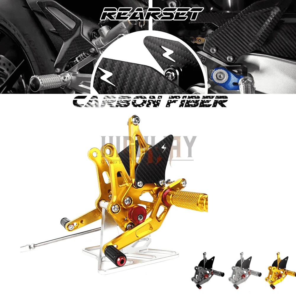 

Motorcycle Carbon Fiber & CNC Rear Set Footrest Pegs Rearset Accessories For KAWASAKI Z1000 2011-2019