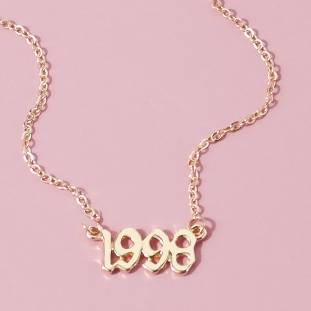 

Year of Birth Necklace Gold Number Necklace Year Souvenir Fashion All-Match Pendant Decoration For Friends Birthday Gift Female