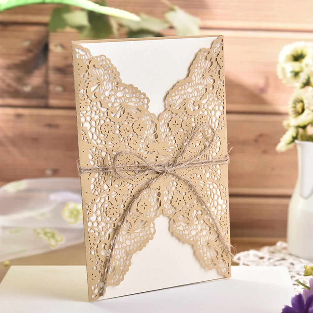 10 шт. дизайнерские свадебные приглашения с цветочным узором лазерная резка