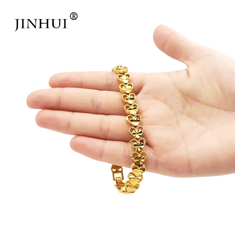 Женский браслет в форме сердца Jin Hui золотистый сборе Эфиопии с орнаментом для