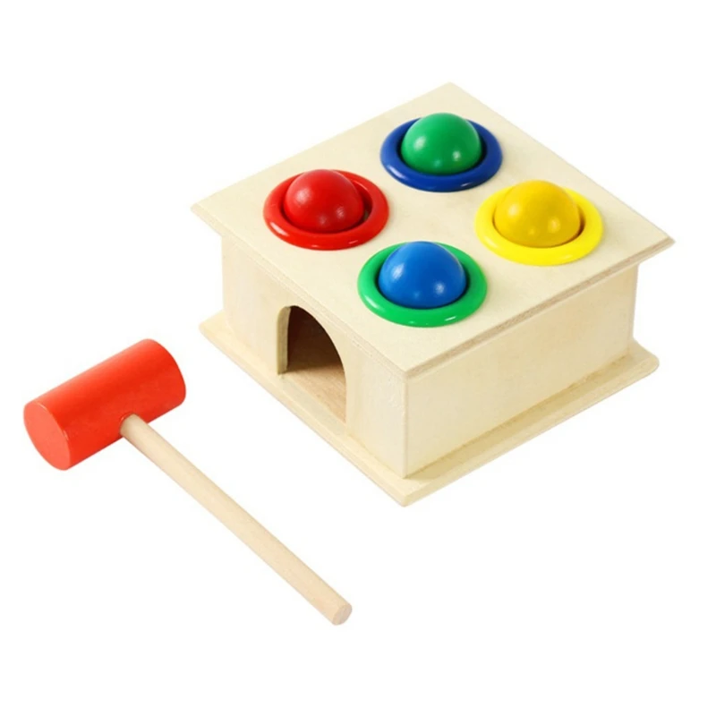 

2021 New Children'S Colorful Wooden Knocking Ball Hammer Playing Educational Games