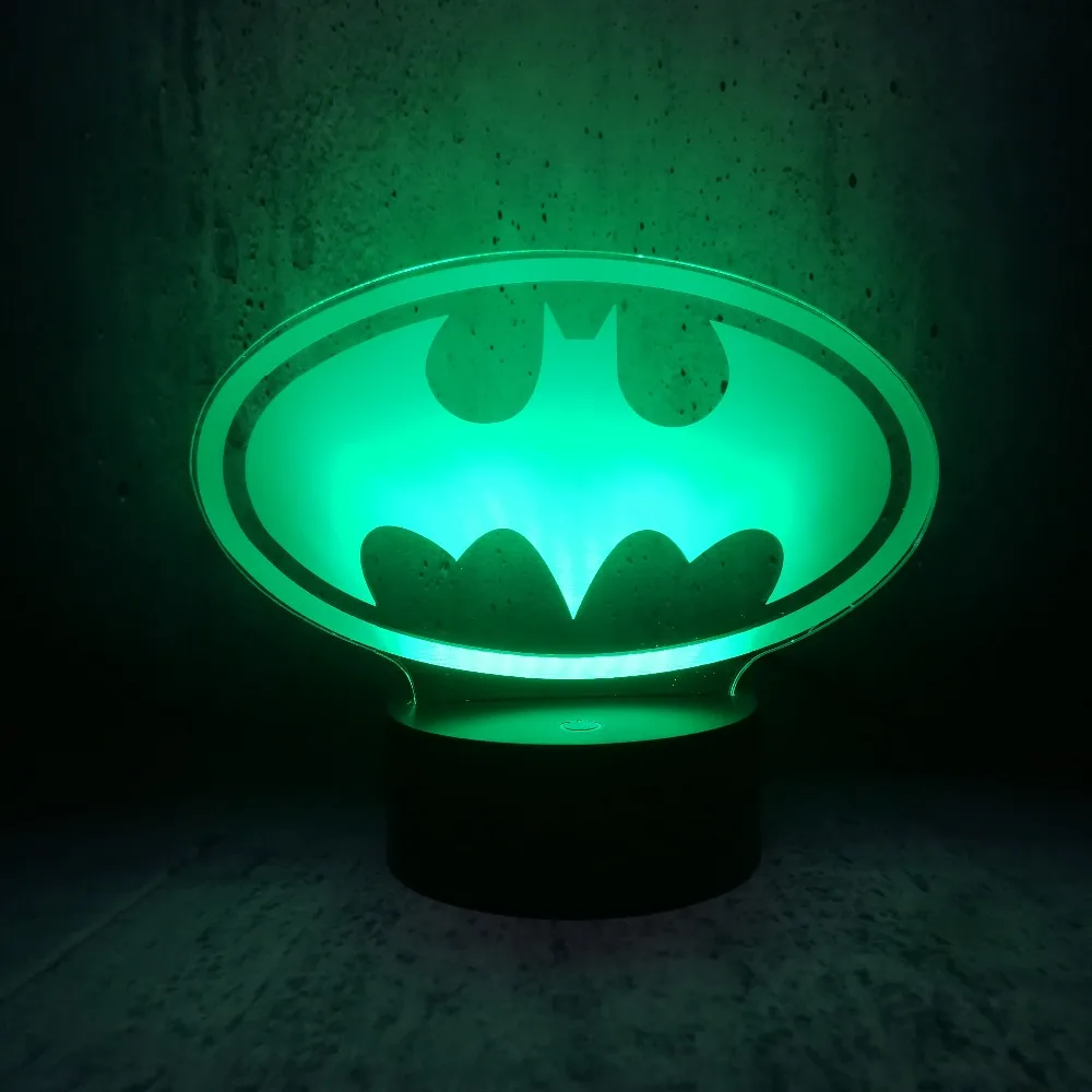 Принт Бэтмен атмосфера 3D USB светодиодный светильник рисунок красочное украшение ночник креативный домашний декор Ночная лампа лава lampara