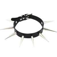 big black spike rivets punk rock leather harness choker necklaces women gothic statement party jewelry necklace for women
