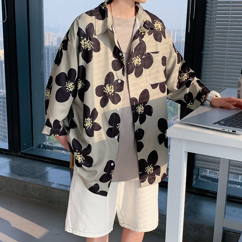 Summer Floral Shirts Men's Fashion Printed Casual Shirts Men Streetwear Loose Short-sleeved Shirts Mens Hawaiian Shirts M-5XL