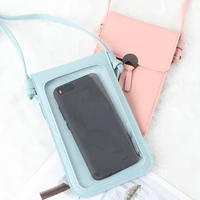 1 pc women leather touch screen bag cell phone smartphone wallet shoulder strap bag suitable for all sizes of mobile phones