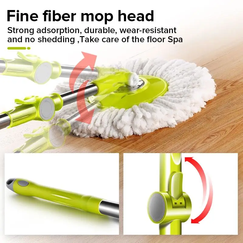 Dual Drive Mop and Bucket 360° Spin Floor Stainless Steel Wash Home Cleaner with 2 Reusable Household Microfiber Pads | Дом и сад