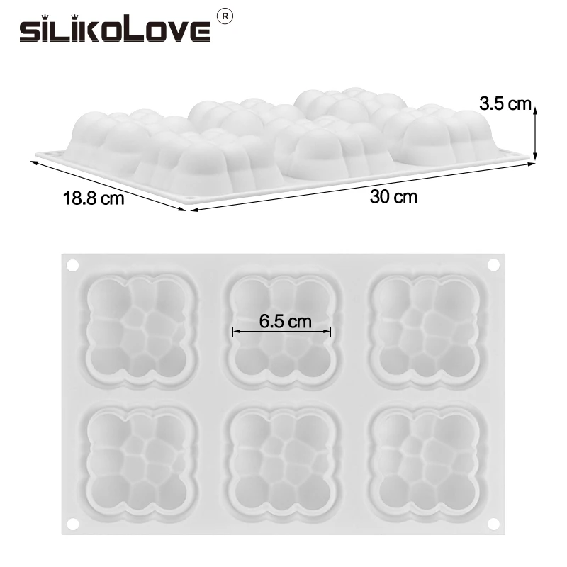 Силиконовые Формочки SILIKOLOVE для выпечки 3D форма мусса квадратные формы 6 полостей