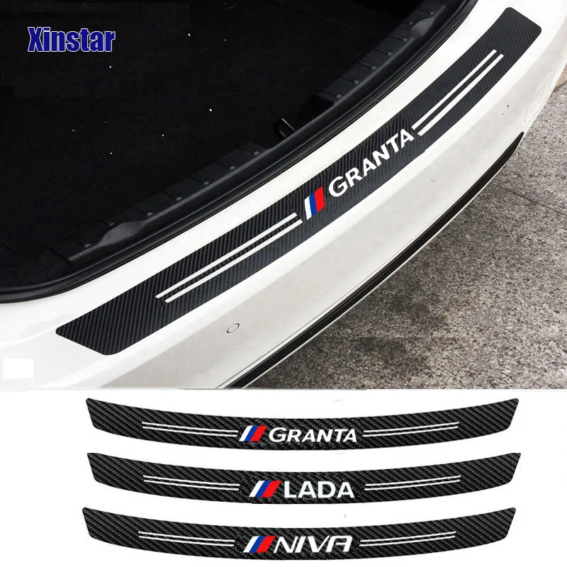 carbon fiber car rear bumper sticker for Lada Vesta Xray Largus Granta NIVA