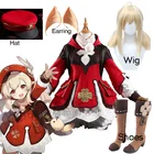 Костюм для косплея Genshin Impact Klee, женское платье, Униформа, наряд для Хэллоуина, косплей, парик, туфли, рюкзак, костюм