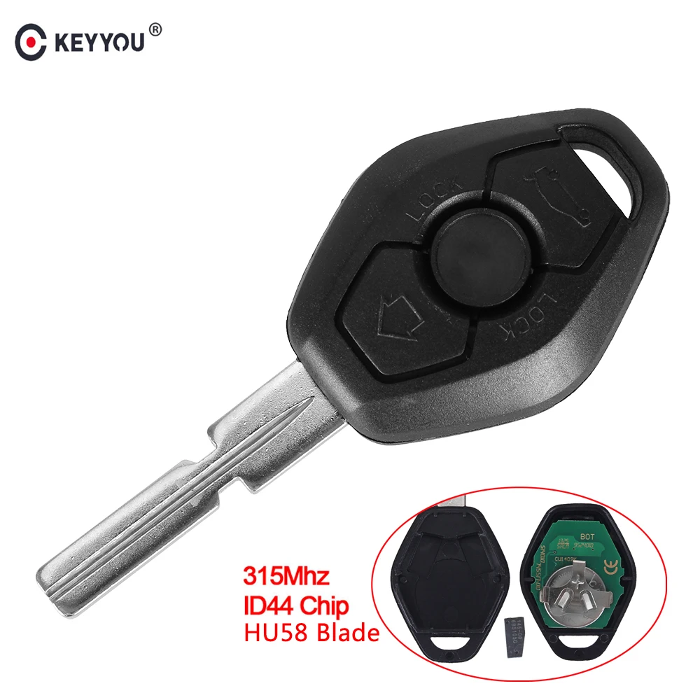 Дистанционный ключ KEYYOU для автомобиля с 2 кнопками BMW EWS Система 315/433 МГц Fob ID44Chip HU58