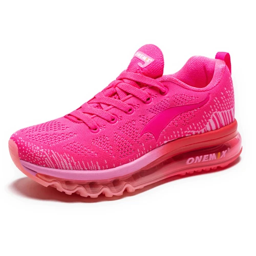 Rose Red-women ONEMIX подушки мужские кроссовки дышащие бегун спортивный кроссовки мужская уличная спортивная обувь для ходьбы - Цвет: Rose Red-women