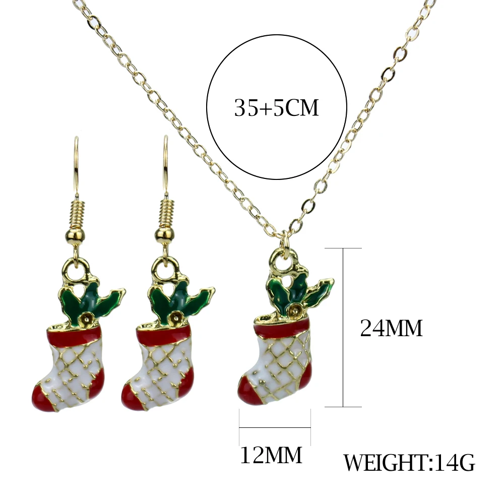 Europe and the United States fashion Christmas series jewelry drops oil socks simple wild earrings necklace set women | Украшения и