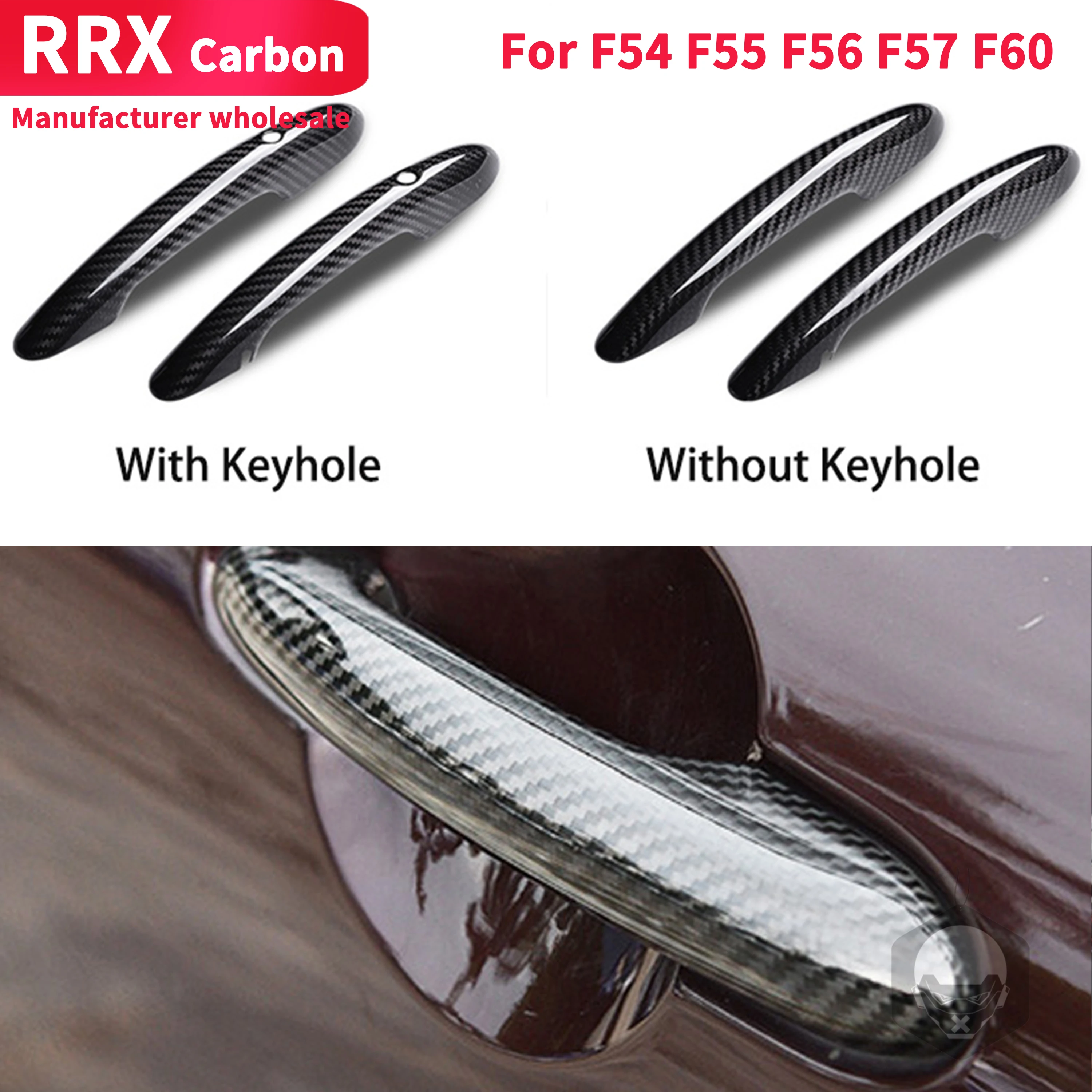 

2 шт. дверные ручки крышки для BMW MINI F54 F55 F56 F57 F60 ручка автомобиля чехлы аксессуары из натурального углеродного волокна черный авто снаружи