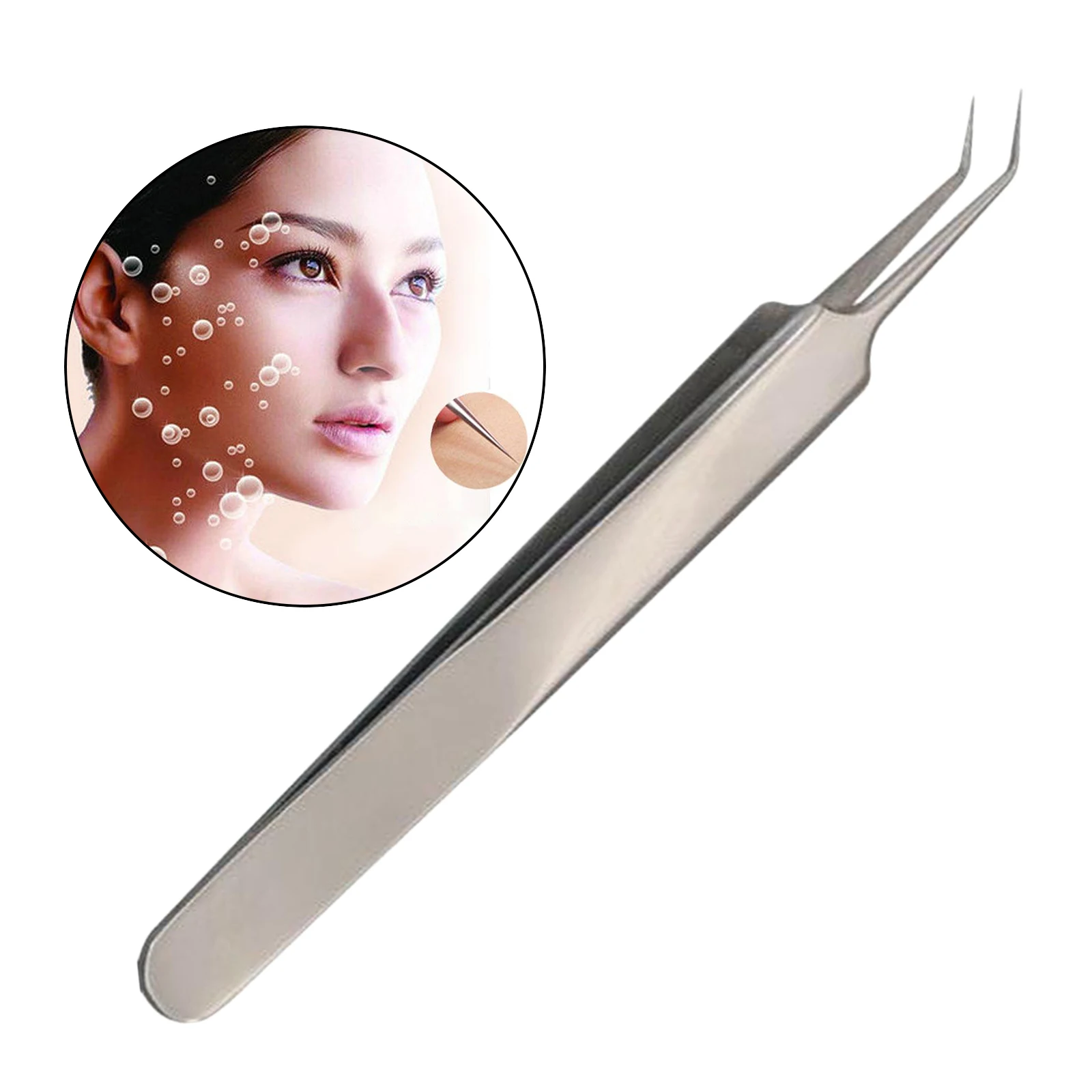

Stainless Steel Blackhead Acne Remover Tool Comedone Bend Clip Tweezer Curved