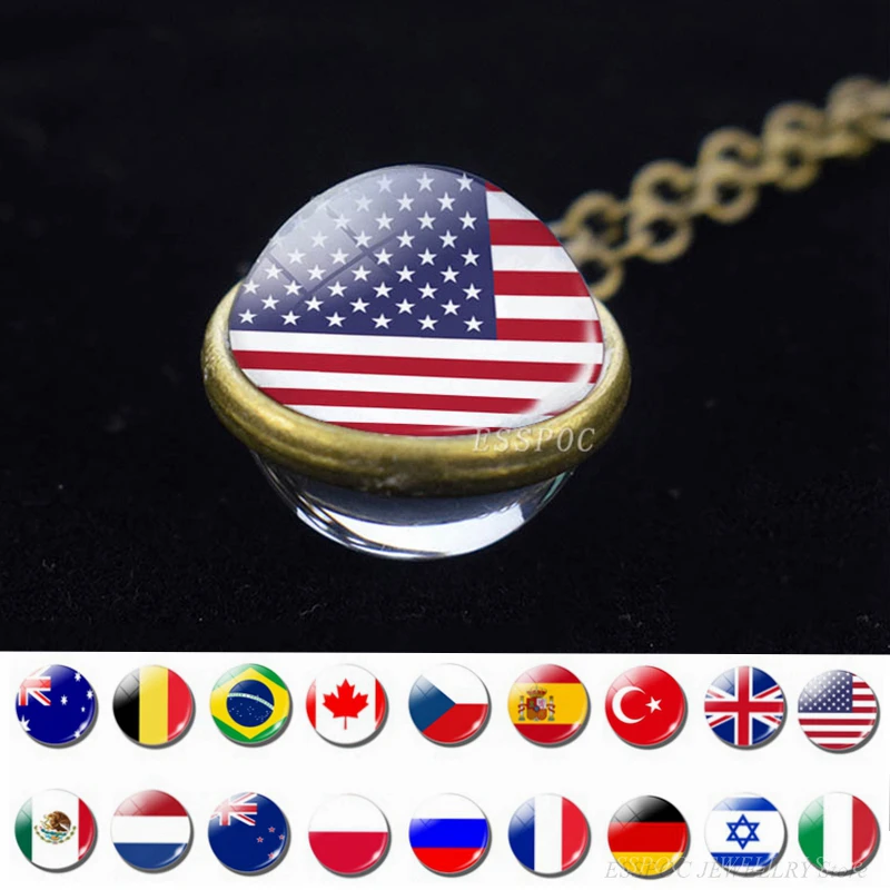Флаги стран мира ожерелье с шариком Национальный флаг США Великобритания Россия