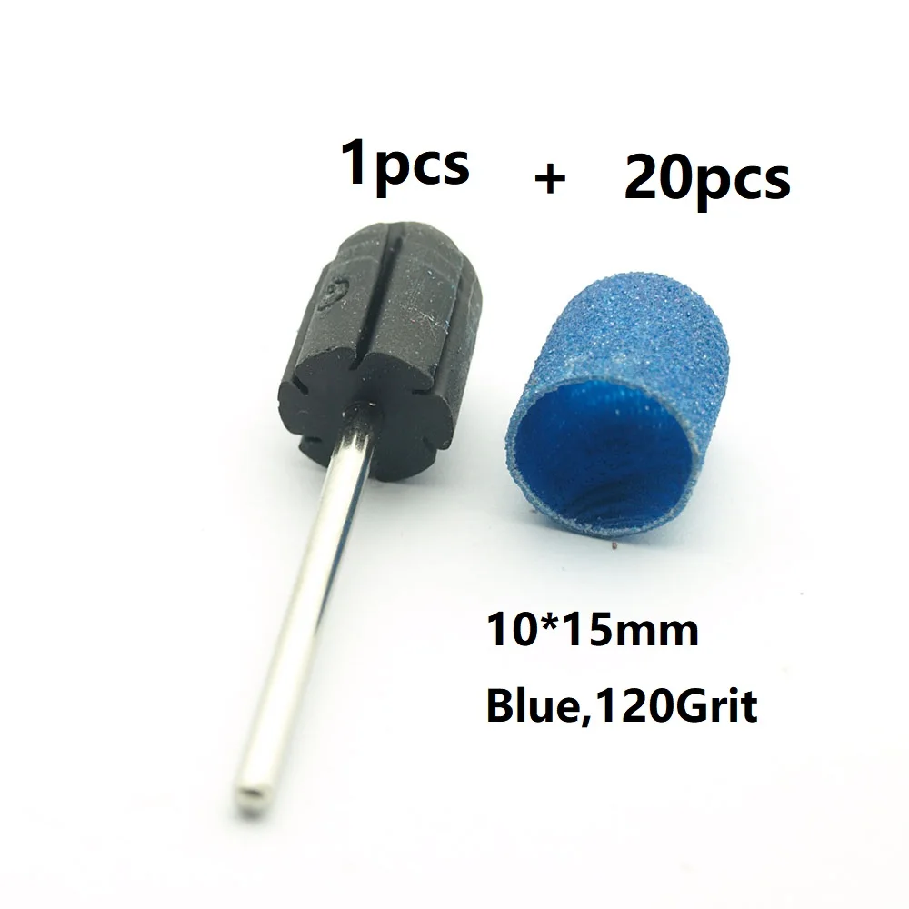 KIMAXCOLA 20pcs Blue Sanding Caps Electric Nail Drill Bit  Bands UV Gel Polish Remover for Manicure Pedicure MillingAccessories