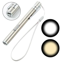 stainless steel portable with mini usb rechargeable white warm light torch nursing flashlight pen pocket for camping doctors