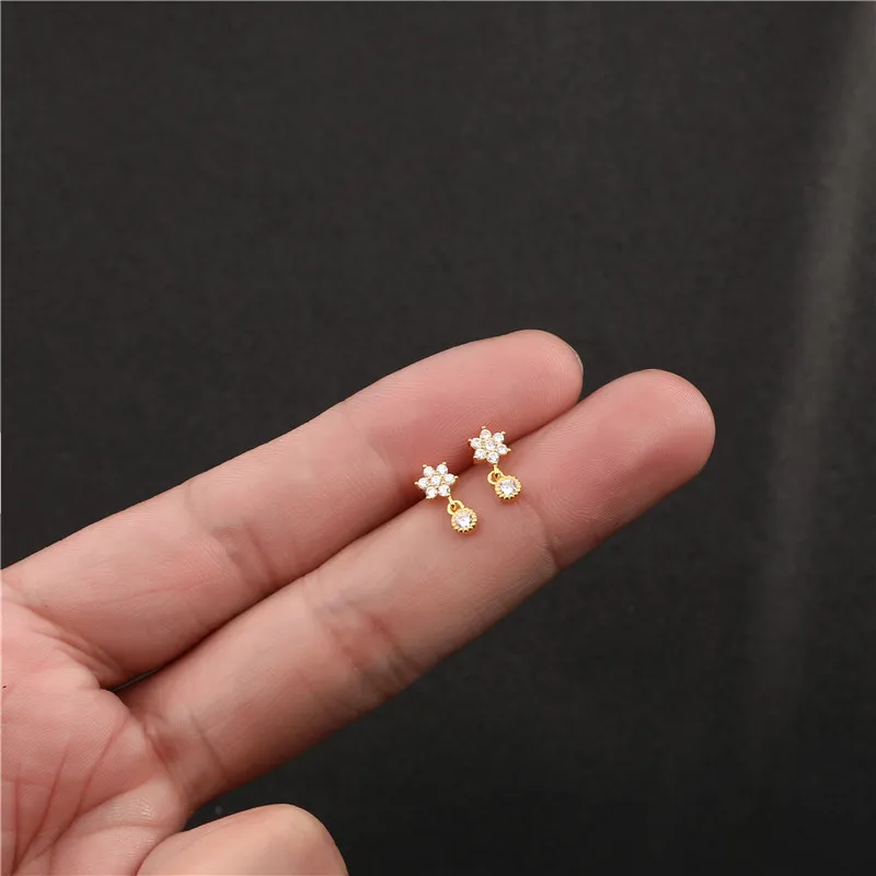 

925 Sterling Silver European Simple PavÃ© Crystal Star Stud Earrings Women Fashion Charm Valentine's Day Jewelry Gift