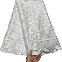 swiss voile lace in switzerland high quality african lace fabric 5 yards white color nigerian punch cotton lace fabric for dress