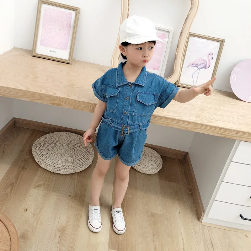 Summer Kids Clothing Rompers Fashion Korean Casual Short Sleeve Shorts Jumpsuit Baby Girl Clothes 1 2 3 4 5 Years Jumpsuits | Детская