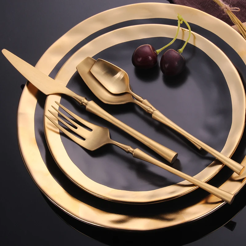 Набор столовых приборов из нержавеющей стали, золотой набор посуды, Западная еда, столовые приборы, столовая посуда, рождественский подарок, вилки, ножи, ложки