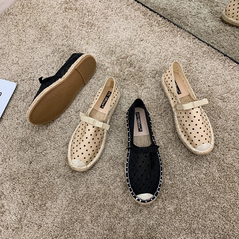 

2021 New Casual Shoes for Women 2021 Weave Slip on Polka Dot Boat Shoes Breathable Soft All-match Shallow Female Flats Hot Deal