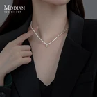 Цепочка MODIAN с кулоном женская из серебра 100% пробы, чокер со сверкающим оливковым и зеленым кубическим цирконием, изящное свадебное Ювелирное Украшение