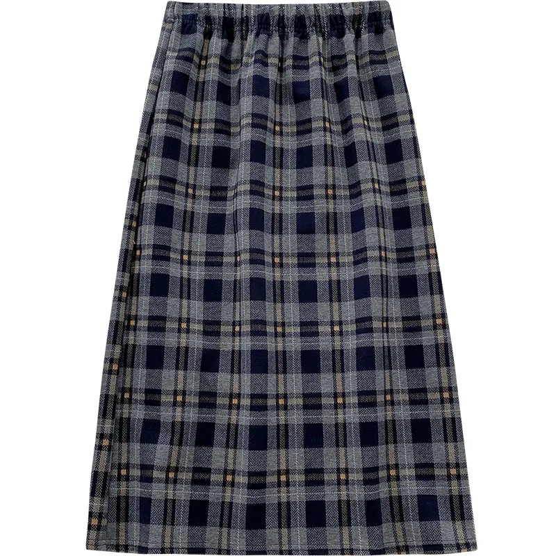 

ITOOLIN Plaid Skirts Womens 2020 Korean Style Vintage Clothes High Waisted Skirt Harajuku Cosplay Midi A line Skirt mujer faldas