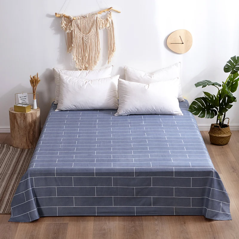 

Stripe bed sheet 1pc flat sheet printed bedding set summer bed cover bedspreads cotton&polyester flower bedclothes 230*250cm