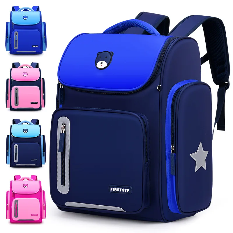 Children School Bags Bear Primary School Boys Girls Grade 1-6 Light New Ridge Protection Large Capacity Backpack