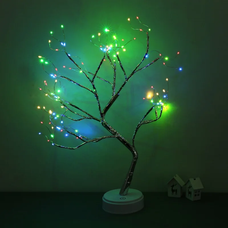 

Household LED Beads Copper Wire Tree Branch Night Light With Touch-Sensitive Switch Decorative Table Lamp Table Night Light
