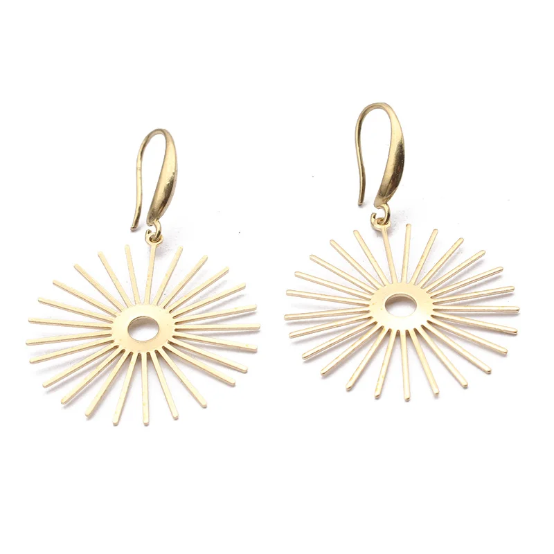 10pcs Raw Brass Sun Flower Charms Pendant For DIY Earrings Necklace Jewelrry Findings Making