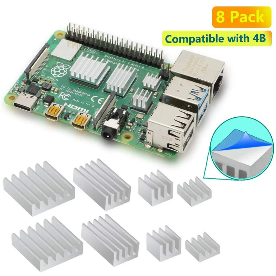 Радиатор Raspberry Pi 4b алюминиевый радиатор 4 с термолентой 3 м 8810 для Model B