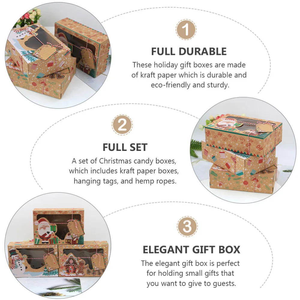 Cajas de galletas de Navidad, estuche port&aacute;til para hornear dulces, soportes de recuerdo de fiesta, 12 Uds.-1