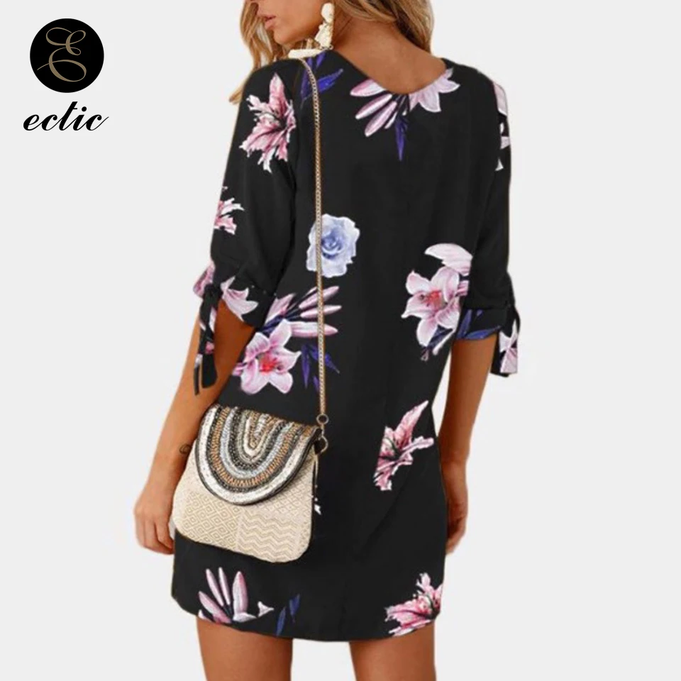 Boho Chic Стиль платье Цветочный принт узлом пляжный халат Femme Ete 2021 размера плюс
