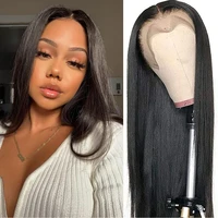aimeya natural color straight lace front wig 13x6 13x4 hd transparent lace front wig for black women long brazilian remy hair