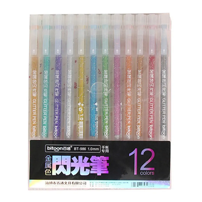 

12 Colors Highlighter Pen Set Cute Glitter Color Gel Pen Painting Writing Tool For Children DIY Dream Quicksand Hand Account Toy