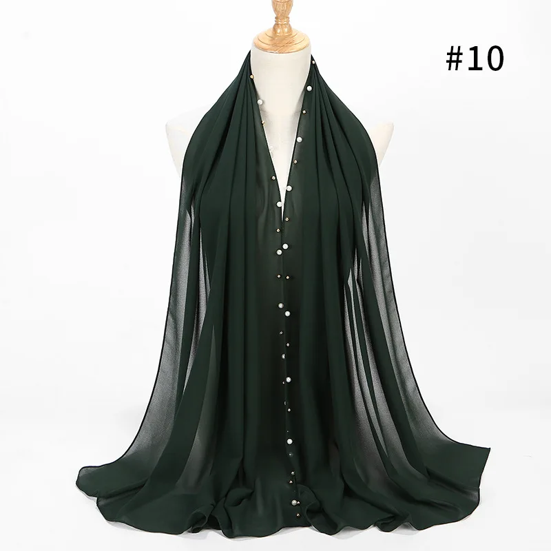 10 women pearl bubble chiffon scarf Head hijab wrap full cover-up shawls foulard femme headscarf crinkle muslim hijabs stole - Цвет: 10