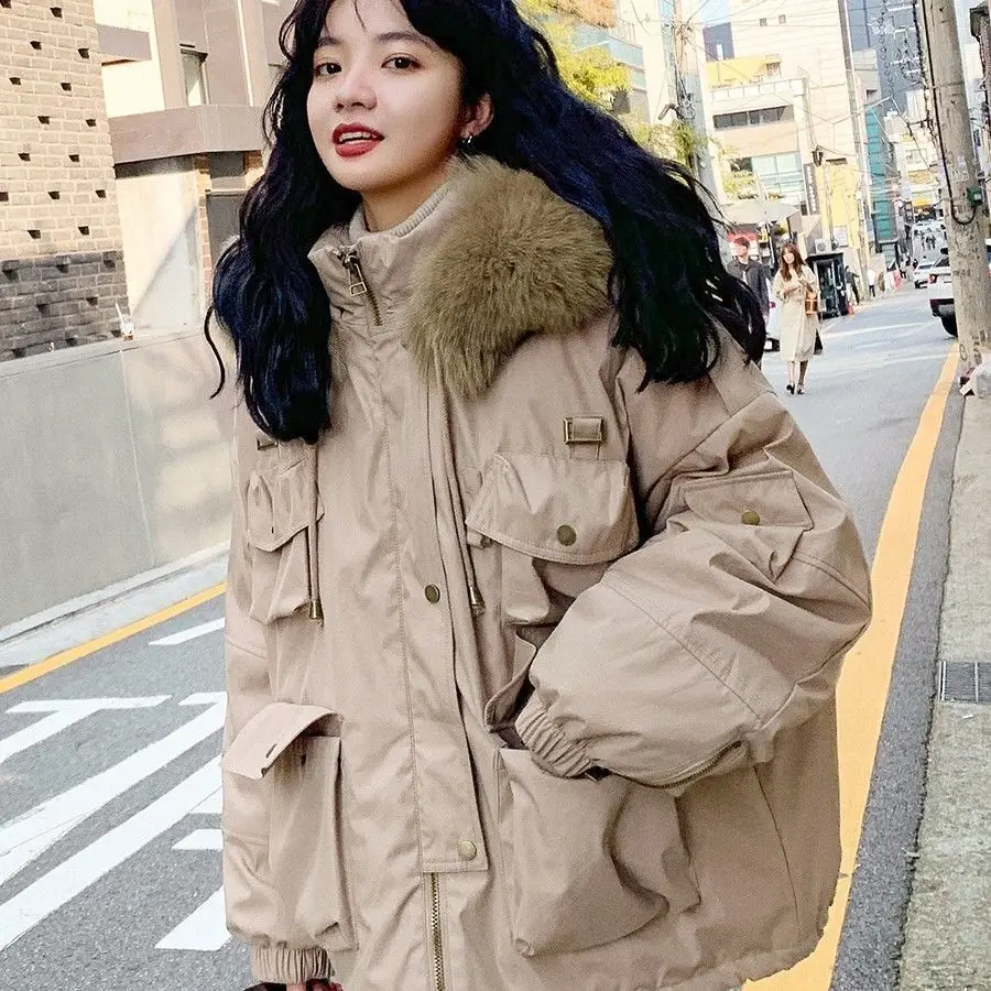 

Зимняя куртка для женщин 2021 модная женская парка плотная куртка на молнии теплая верхняя одежда; Куртка повседневная одежда размера плюс па...