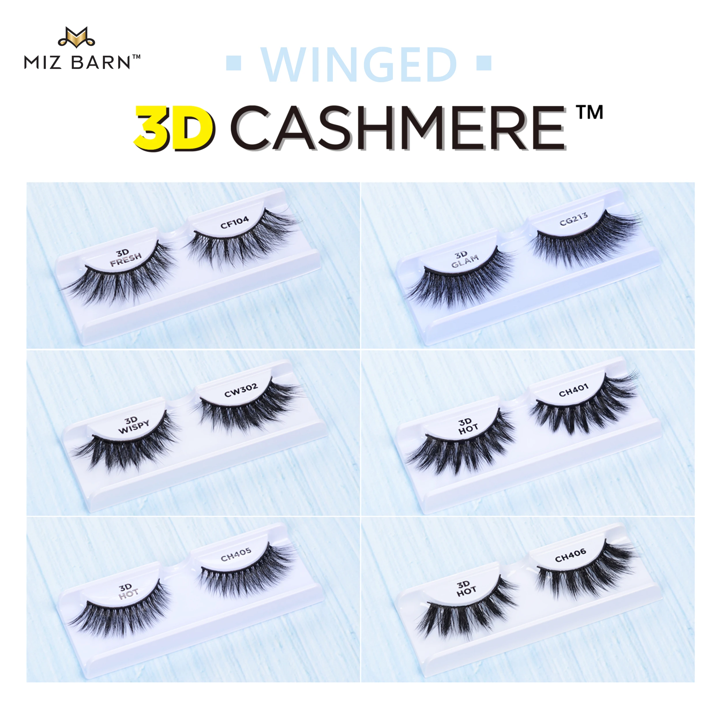 

MIZ BARN Winged 3D CASHMERE False Eyelashes Natural Soft Reusable Makeup Eyes Lashes Fluffy Long Wispy Eyelash Handmade Faux Cil