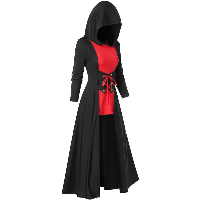 

Women Dress 2021 Autumn/Winter New Fashion Women's Cloak Dress Long Sleeve Dress Hooded Bandage Vestido Feminino