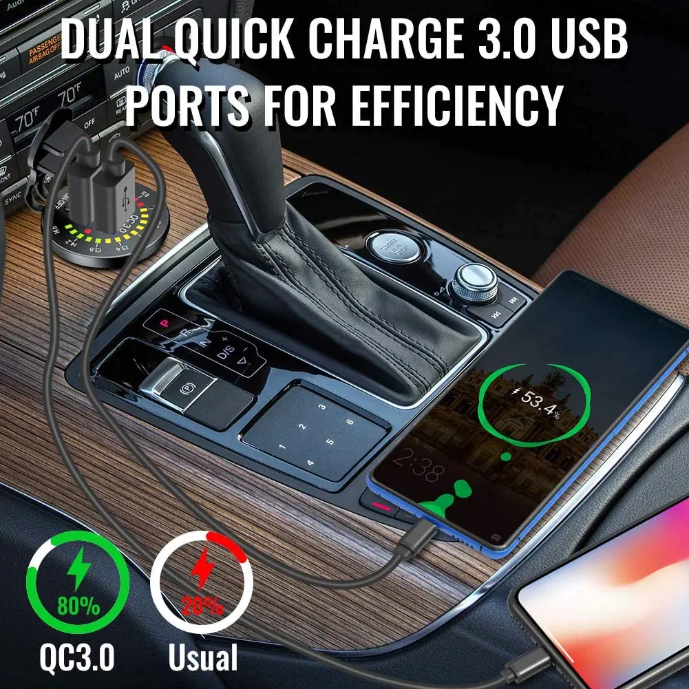 Водонепроницаемое зарядное устройство QC3.0 с двумя USB-портами переключатель
